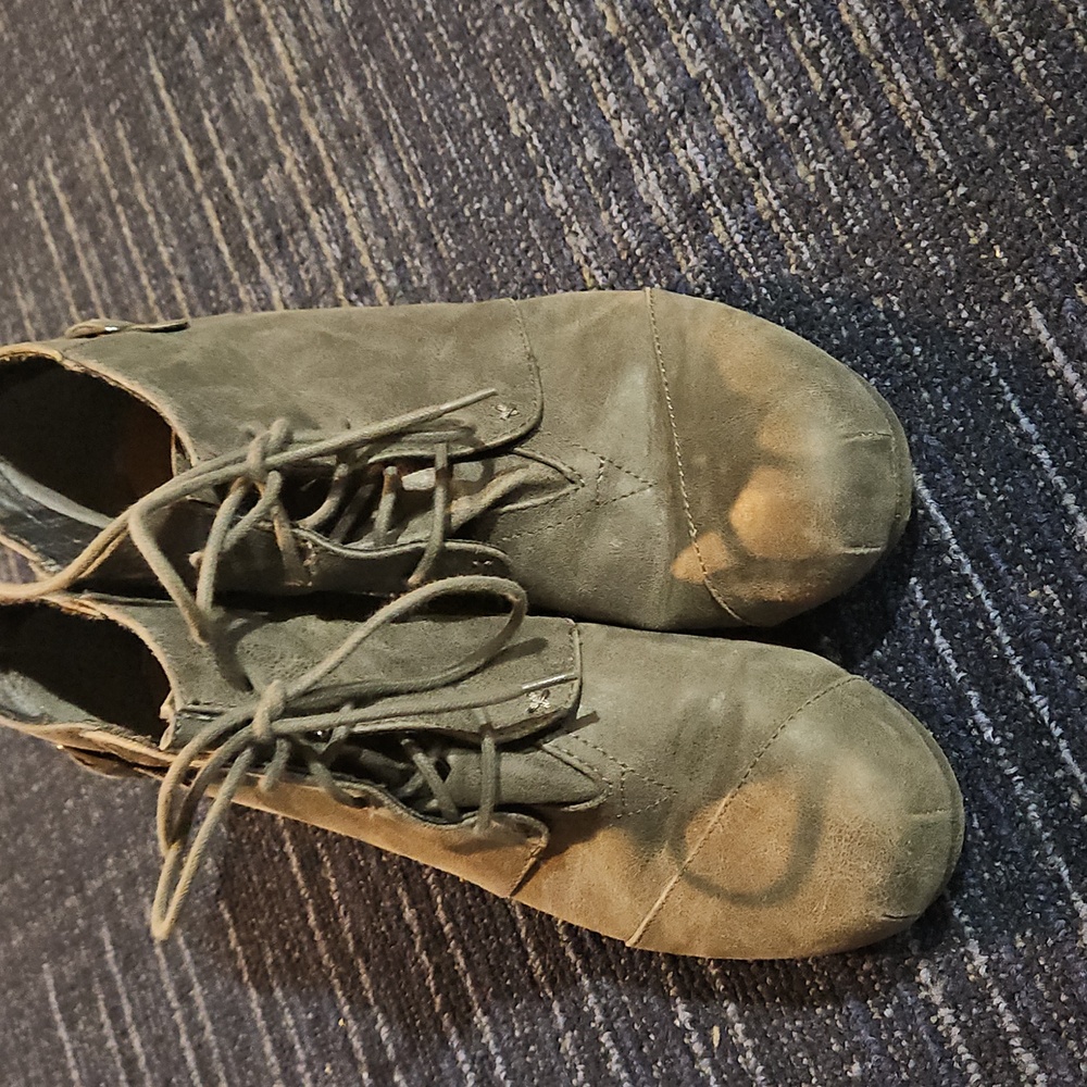 Maurices Gray Lace Up Boots With Buckle